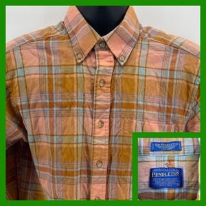 Sir‎ Pendleton Wool Plaid Button Down Shirt Menswear Tan Pink Blue Size M